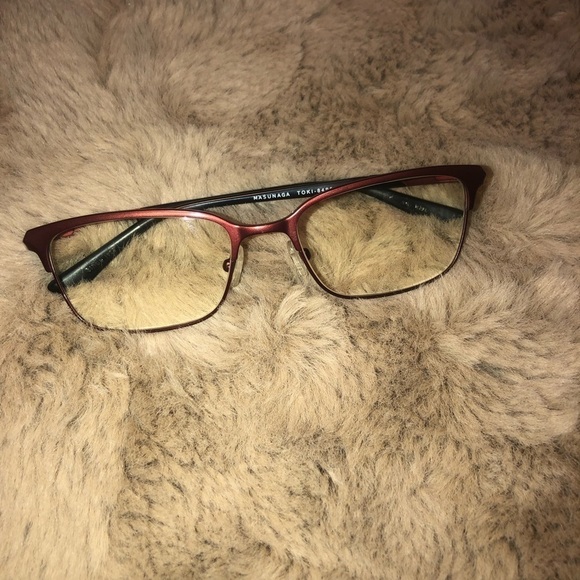𝅺masunaga Toki - 8499 Chrome Red & Shiny Black Arms Frames Made in Japan - Picture 1 of 5